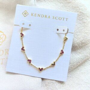 New Kendra Scott Pink Crystal Haven Heart Chain Bracelet Gold